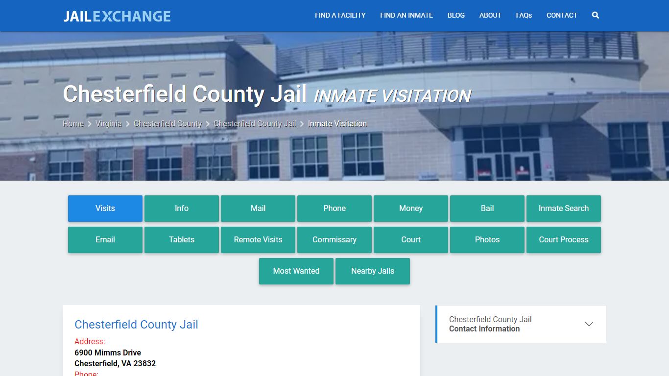 Inmate Visitation - Chesterfield County Jail, VA - Jail Exchange